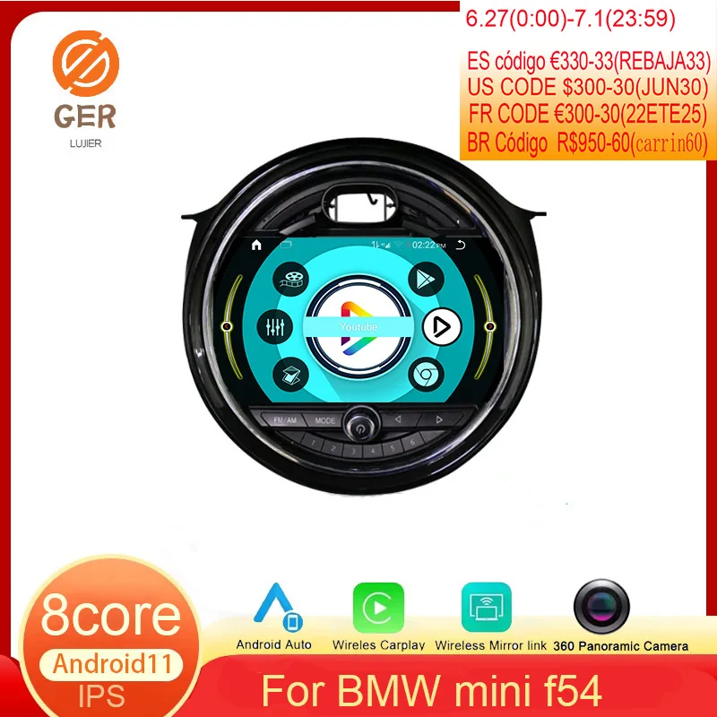 

Мультимедийный автомобильный радиоприемник, 9 дюймов, GPS для BMW Mini F54 Android 11 2017