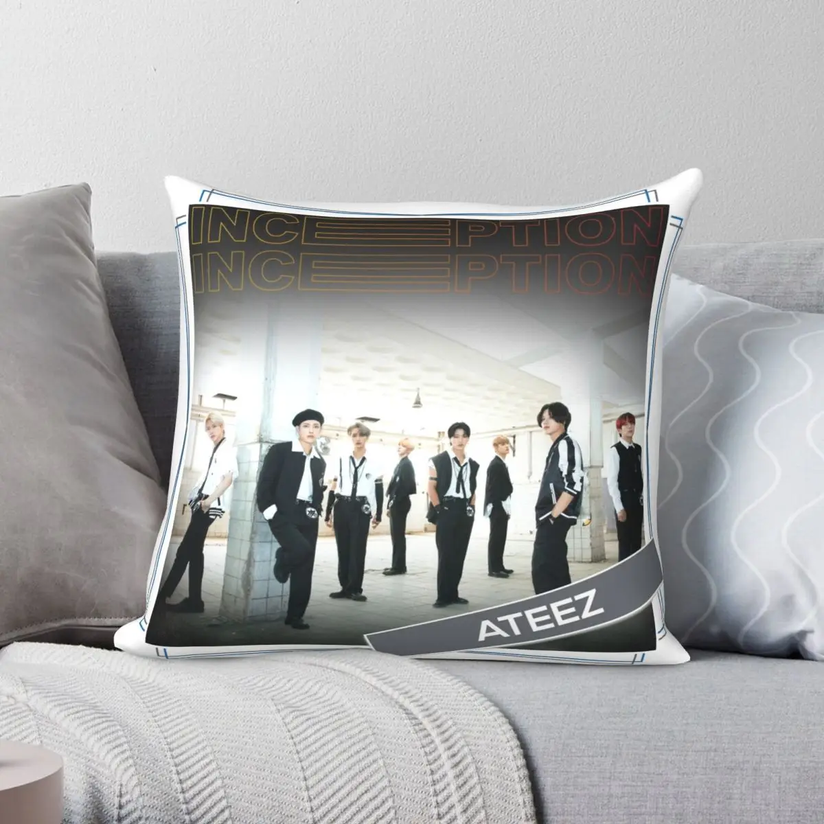 

Ateez Square Pillowcase Polyester Linen Velvet Printed Zip Decorative Home Cushion Cover 18"