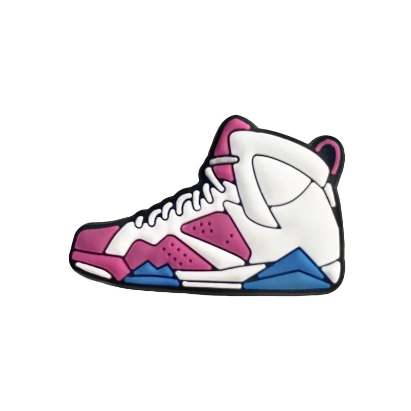 Hot 1pcs sneakers Shoe Charms Cool DIY Shoe Aceessories Fit croc Clogs PVC Decorations buckle adult Kids X-mas Gifts jibz