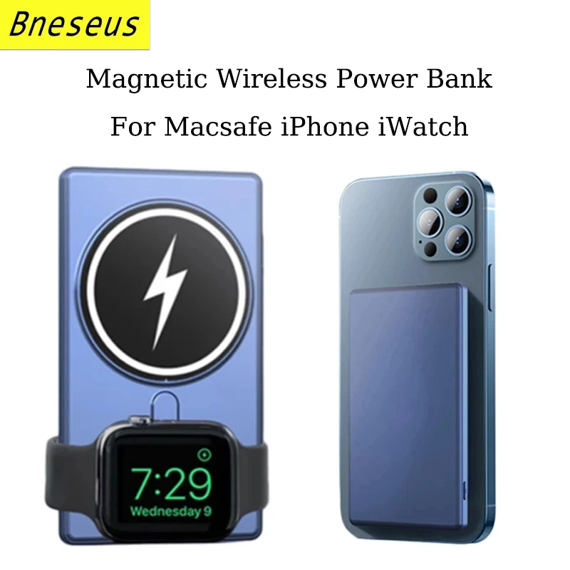 

Магнитный беспроводной внешний аккумулятор 5000 мАч для iPhone 12 13 14 Apple iWatch, быстрое зарядное устройство, дополнительный аккумулятор, внешний ак...