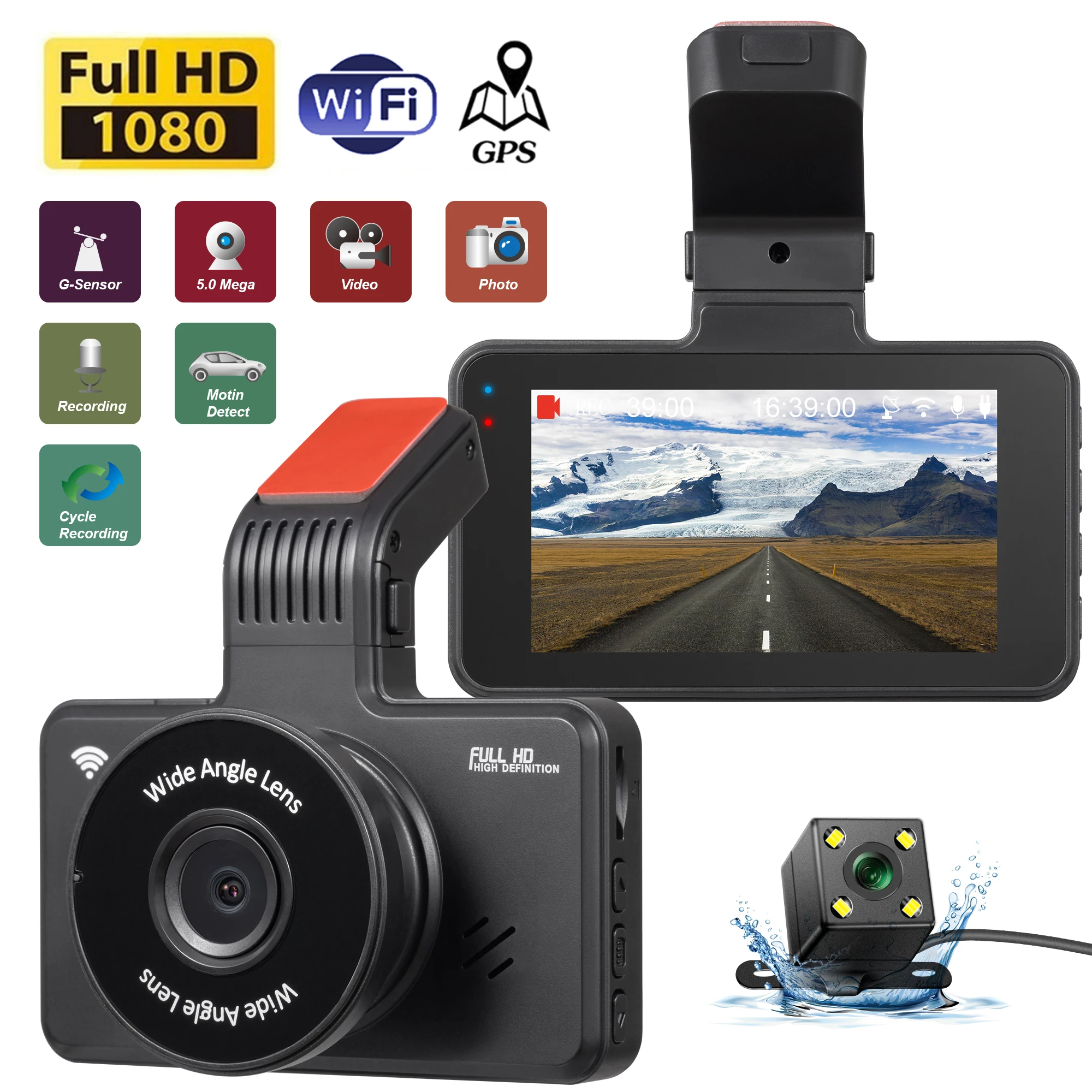 1080P Full HD Dash Cam WiFi GPS Driver Video Recorder Vehicle Camera Black Box Car DVR Auto Dashcam Parking Monitor Night Vision