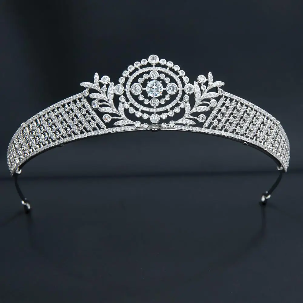 Vintage Royal Replica Tiara for Wedding,Cubic Zirconia  Princess Tiaras Crown for Bride Hair Jewelry