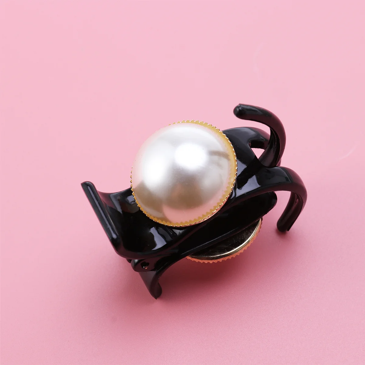 

Girls Pearl and Rhinestone Decorated Hair Clip Pin Claw Hair Accessories (White+Black)