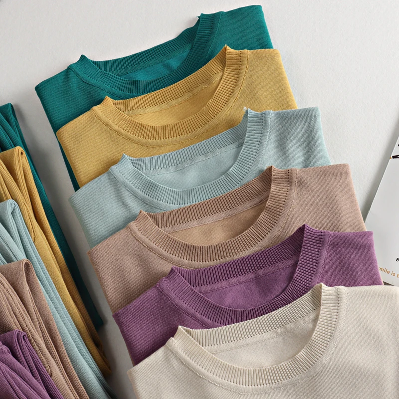 GIGOGOU/весенне-летние женские брюки спортивные костюмы модный вязаный комплект с