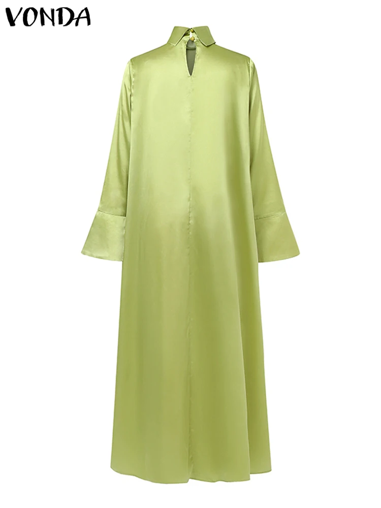 Плюс размер VONDA женское элегантное платье макси расклешенное длинное с длинным