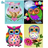 gatyztory paint by number owl hand painted painting art gift drawing on canvas diy pictures by numbers animals kits home decor