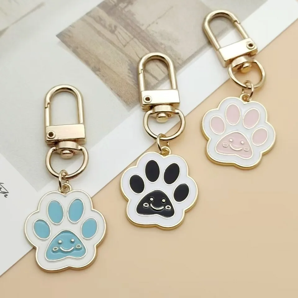 Cute Cartoon Dog Cat Paw Keychain Girls School Bag Handbag Decor Animal Claws Pendant Keyring Fashion Women Jewelry Gift 2022