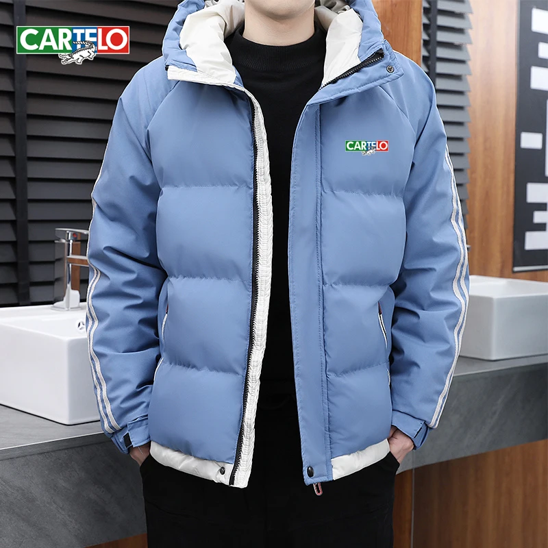 cartelo brand 2022 winter new men's cotton-padded jacket casual hooded thick down cotton jacket bread clothes keep warm
