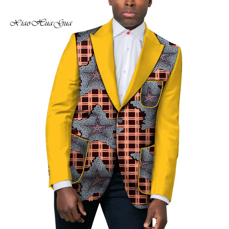 

African Men Clothes Causal Men Suit Jacket Business Dashiki Party Wedding Top Blazer Africa Men Patckwork Blazer Clothing WYN526