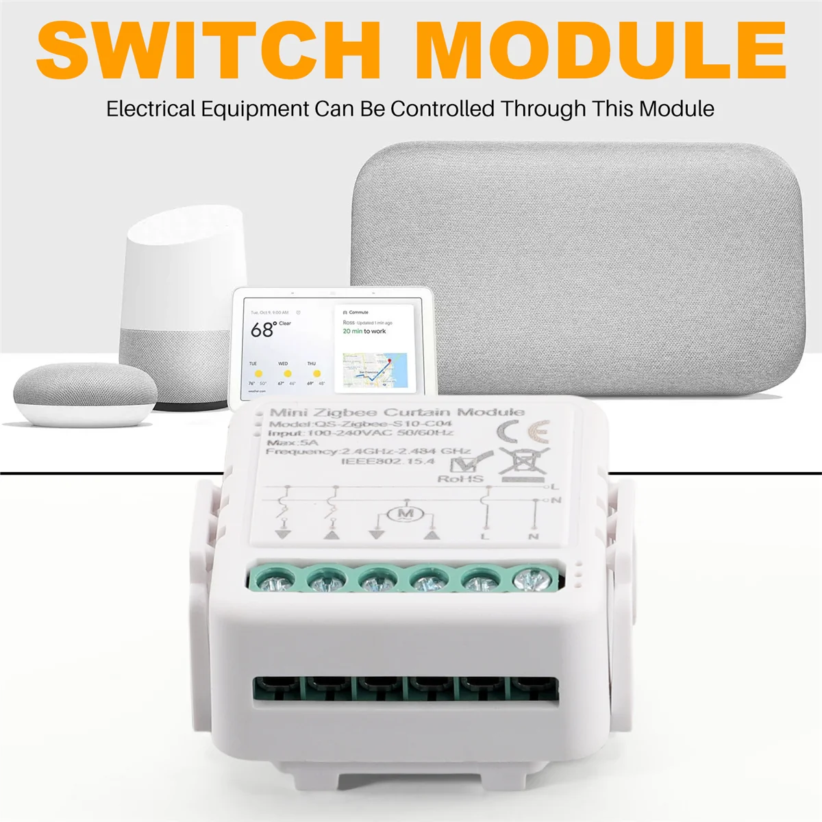 Zigbee Switch диммер для световых штор умный мини-модуль C04 выключатель управления