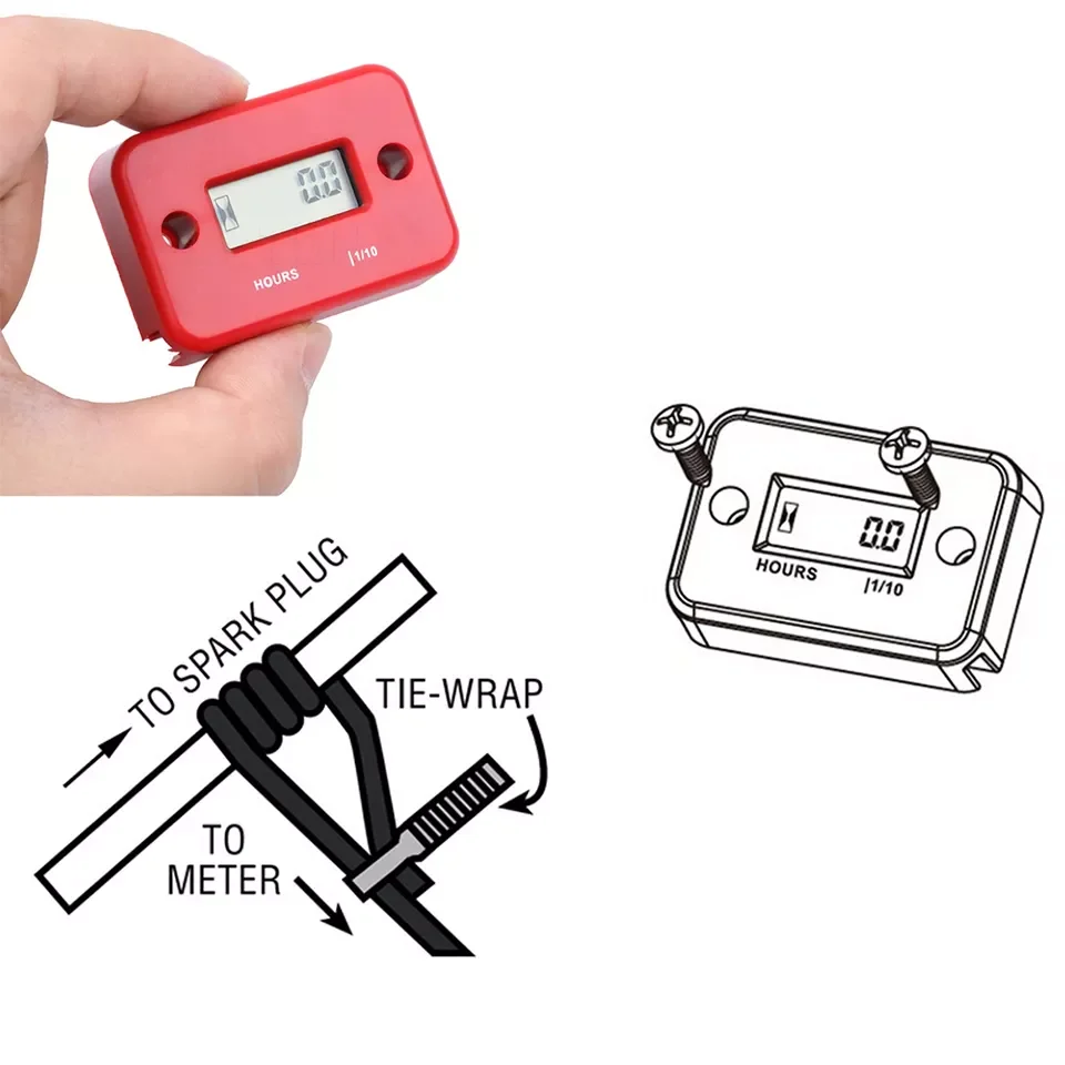 

Waterproof LCD Display Digital Hour Meter Inductive timer for Bike Motorcycle ATV Snowmobile Marine Engine
