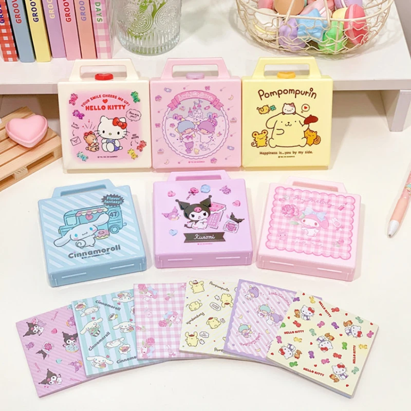 Cute Japanese Sanrio Note Pad Sticker Storage Box with Note 