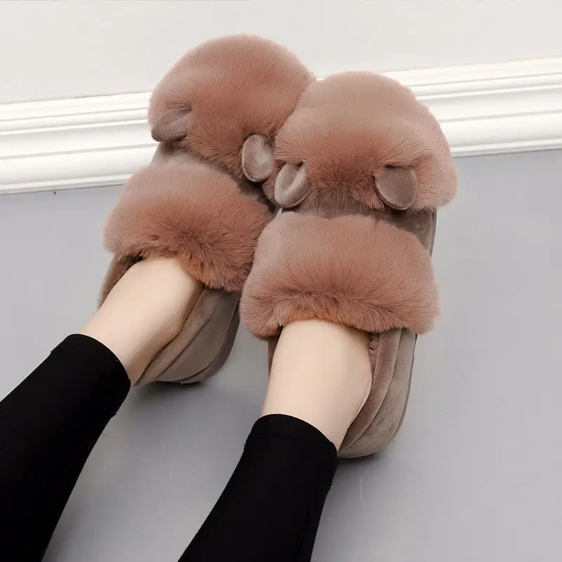 2022 New Fashion Winter Outdoor Soft Women's Cotton Slippers Indoor Home Thick Soles Non-Slip Warm Furry Women's Cute Slippers