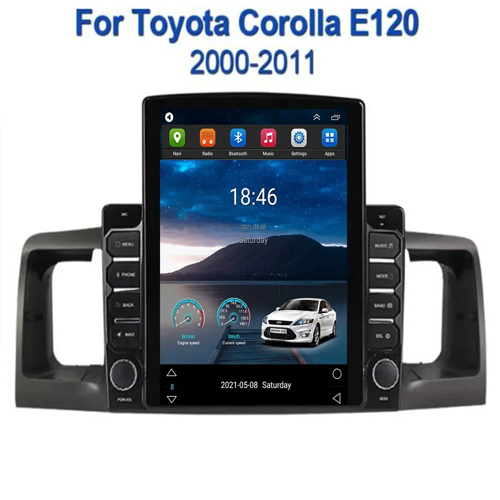 

Автомагнитола для Toyota Corolla E120 BYD F3, мультимедийный видеоплеер под управлением Android 12, с GPS, для Tesla Style, типоразмер 2DIN