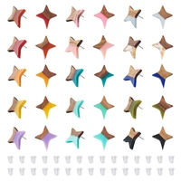 pandahall 30pcs wood resin stud earring findings with pin four pointed star earring base diy vintage earring connectors supplies