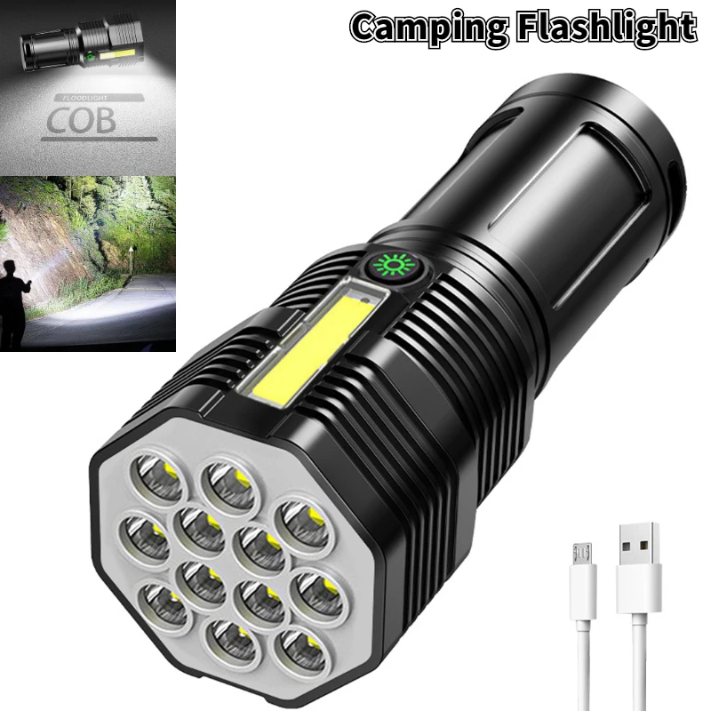 

Суперъяркий фонарик USB перезаряжаемые уличный светодиодный прожектор COB, фонарик для кемпинга и рыбалки, портативный фонарь с 4 передачами