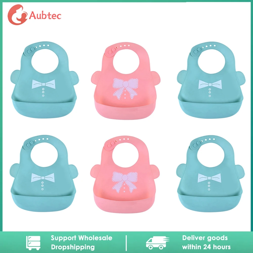 

1/2/3pcs Waterproof Baby Bib Cute Cartoon Bowknot Printed Silicone Baby Scarf Soft Adjustable Newborn Baby Feeding Stuff Accesso
