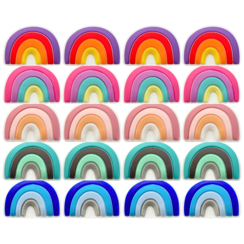 

Силиконовые радужные бусины для изготовления детских цепочек для зубов