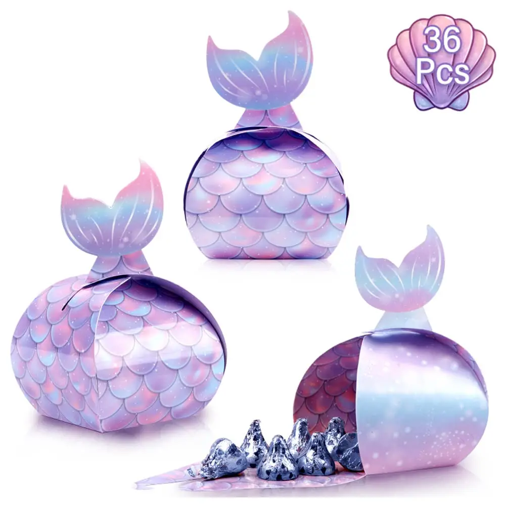 

OurWarm Mermaid Party Candy Gifts Boxes 24Pcs For Kids Birthday Baby Shower Wedding Party Gender Reveal Decorations Favors Guest