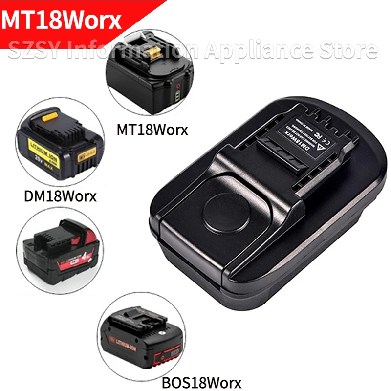 

MT18Worx Adapter For Makita For Bosch For Dewalt For Milwaukee M 18 18V Li-Ion Battery Convert to For Worx 4PIN Battery Tools