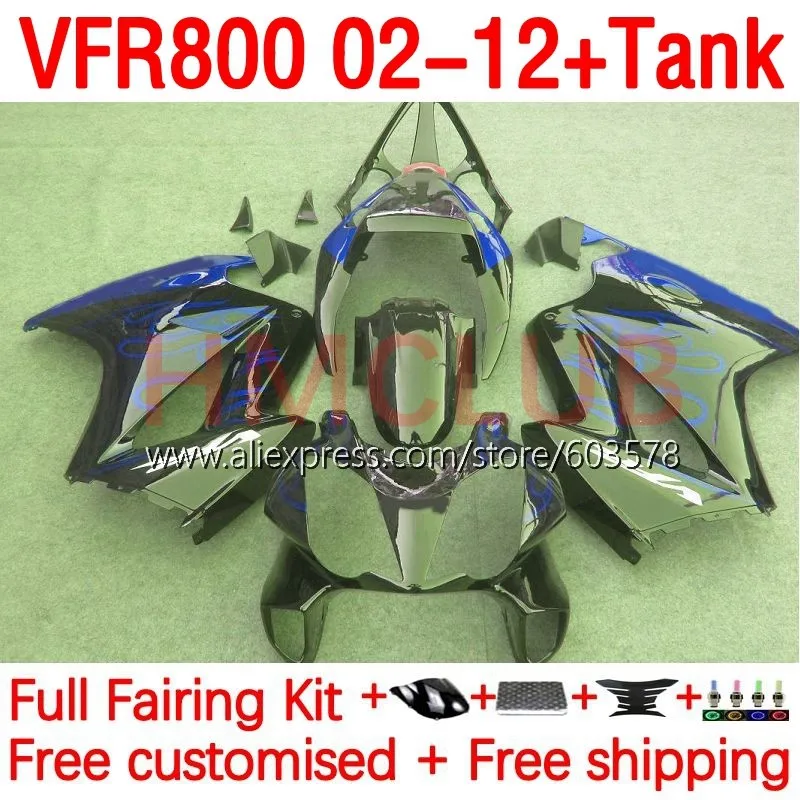 

+Tank For HONDA Interceptor VFR800RR VFR800 blue flames VFR 800 RR CC 02 03 05 06 07 2008 2009 2010 2011 2012 Fairing 190No.114