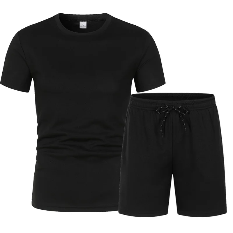 Summer men's set casual breathable round neck short sleeved T-shirt+men's shorts fitness training jogging men's sports set