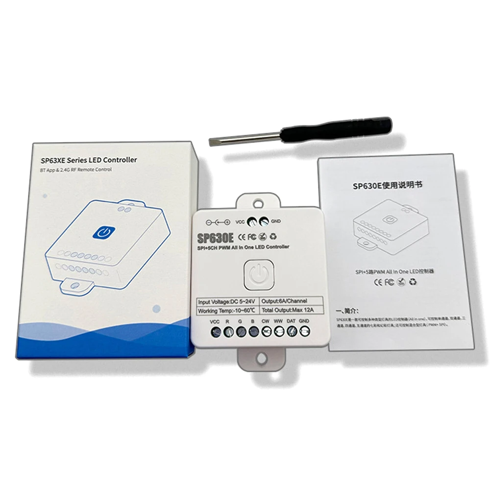 SP630E 5 в 1 флэш-контроллер BT5.0 5CH PWM SPI пиксели флэш-лента WS2812B WS2811 SK6812 FCOB 5050 RGB RGBW CCT Music 5в-24в