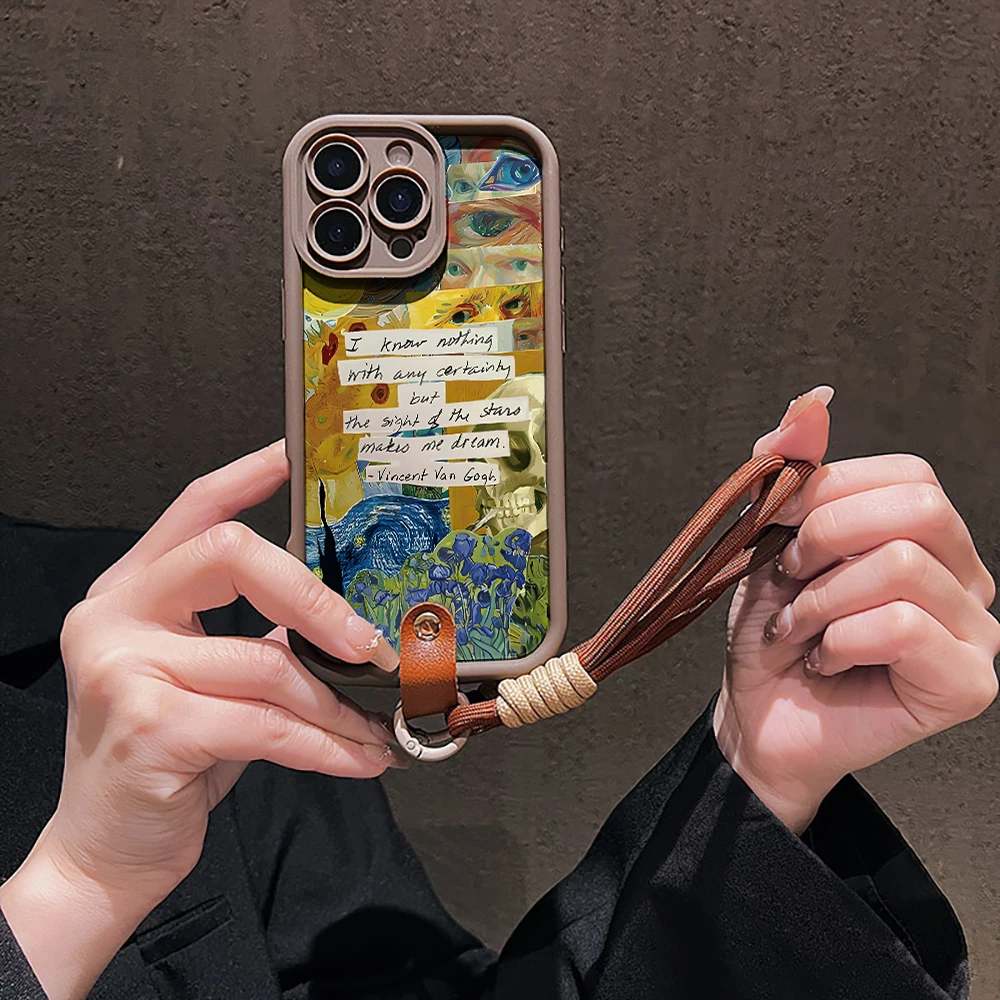 Фото Чехол для телефона с коллажем Ван Гога для Samsung Galaxy S26 S21 S25 S24 S23 S22 Ultra Plus FE, A16 A36 A54 A55 A56 с ремешком-шнурком (Funda) №3