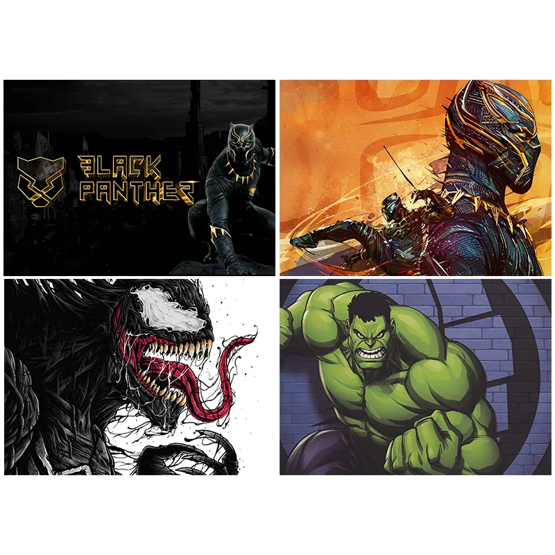 

MARVEL Venom Black Panthe Hulk Photo Background Boy Birthday Party Cospaly Photography Cake Table Decoration Studio Booth Props