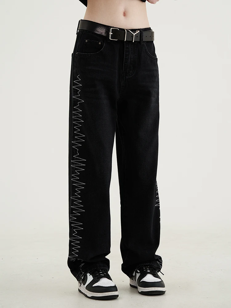 Y2K Men's Loose Embroidered Jeans Women's Hip-hop Style Street Clothing Jeans Men Clothing Pants