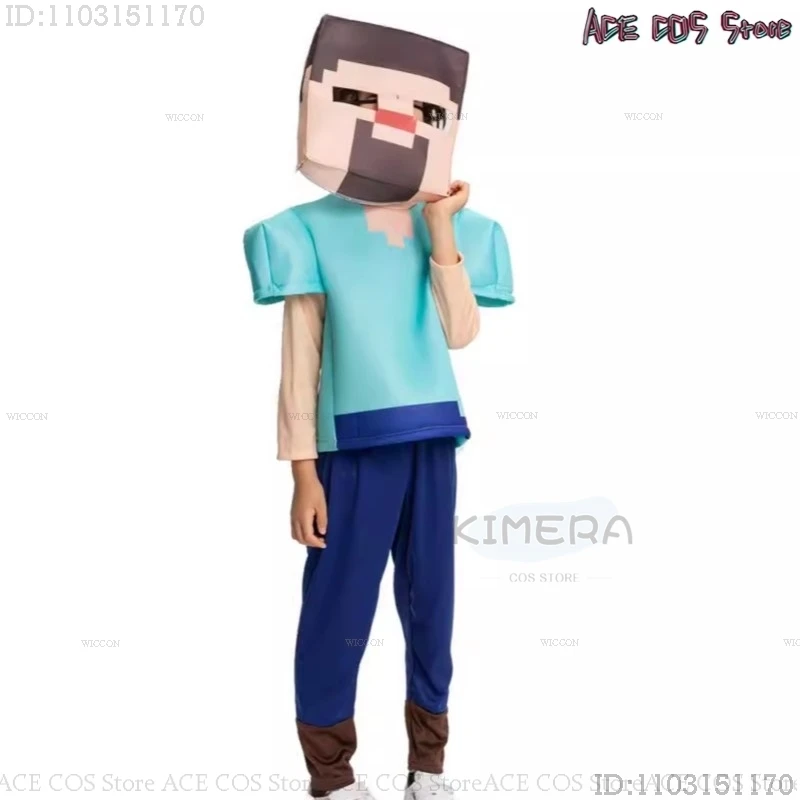 Mine Steve Player Cosplay Costume Outfits Mc Craft Uniforms Clothes Halloween Party Women Men Funny Suit