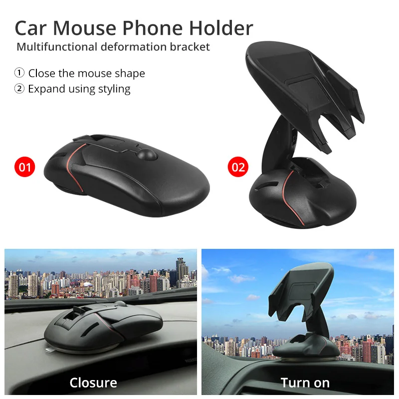 multifunctional car mobile phone holder 360 rotating mouse creative suction cup bracket mobile phone car folding holder bracket free global shipping