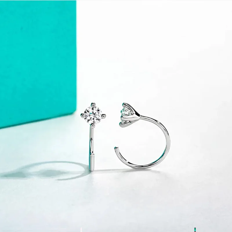 DUHO 4 мм D цвет муассаниты с GRA стерлингового серебра 925 пробы серьги-кольца в форме