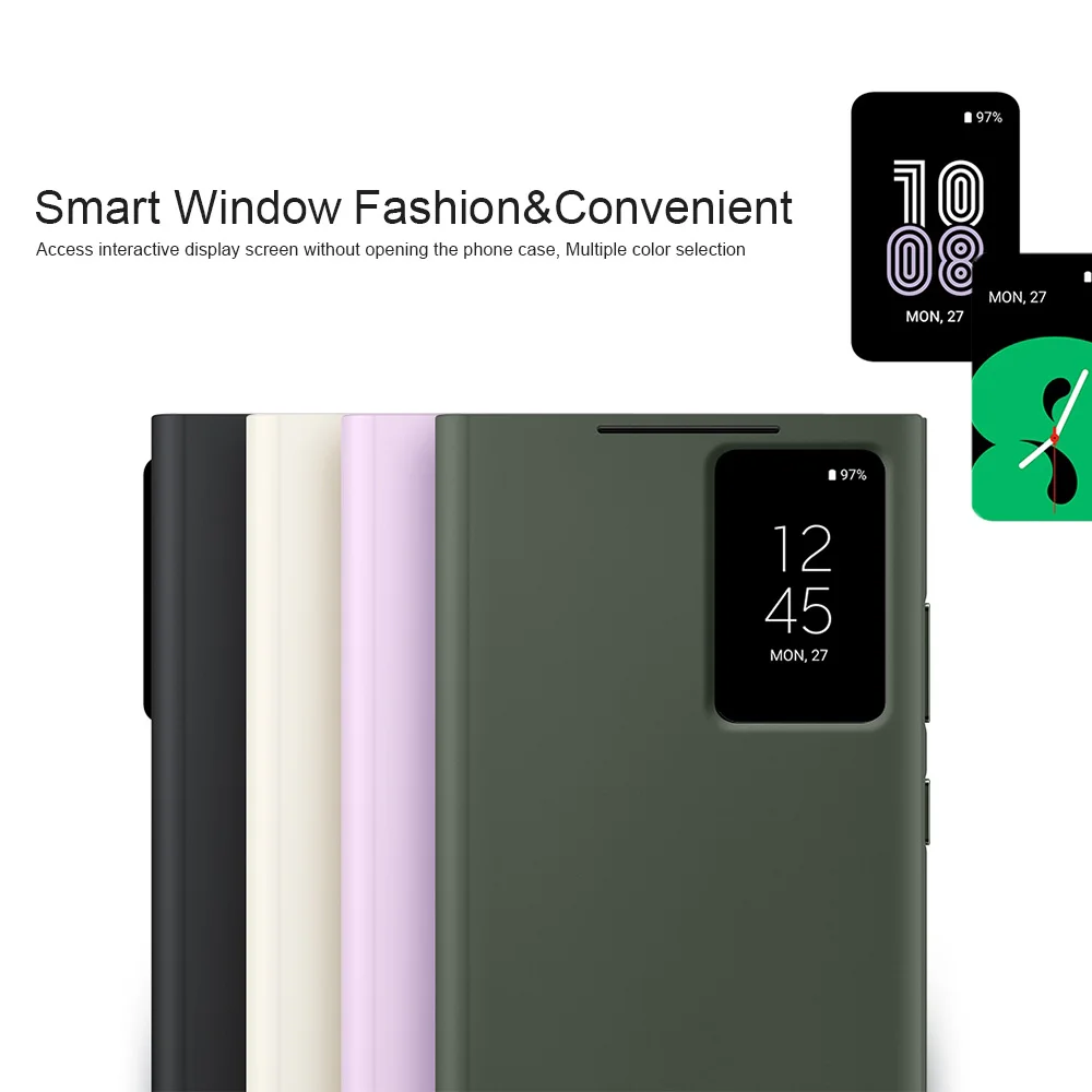 Фото Оригинальный чехол для смартфона Samsung Galaxy S23 Ultra Smart View Wallet S23Ultra 5G S-View, откидной слот для карт, просмотр окна, чехол для телефона №4