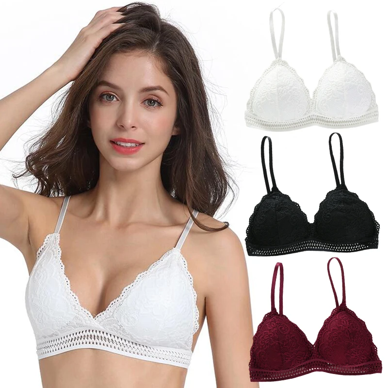 

1 pc French Style Seamless Deep V Lace Bra Bralette for Women Girls Fashion Sexy Triangle Cup Wireless Thin Breathable Underwear