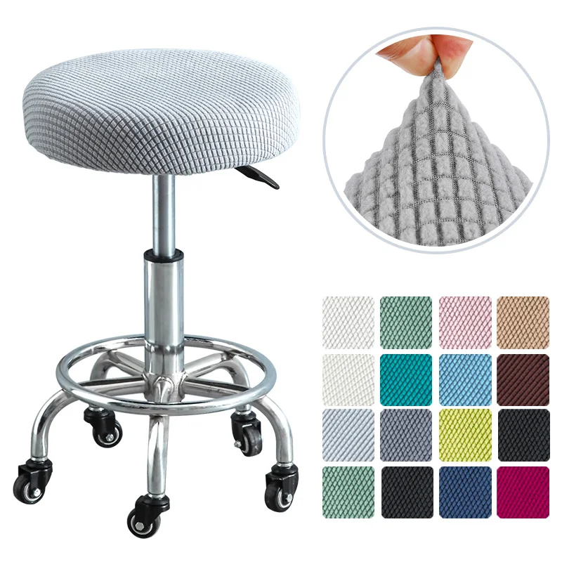 Bar Stool Covers Polar Fleece Seat Case Round Chair Cushion Slipcover for Home Dentist Hair Salon Restaurant Office Protector