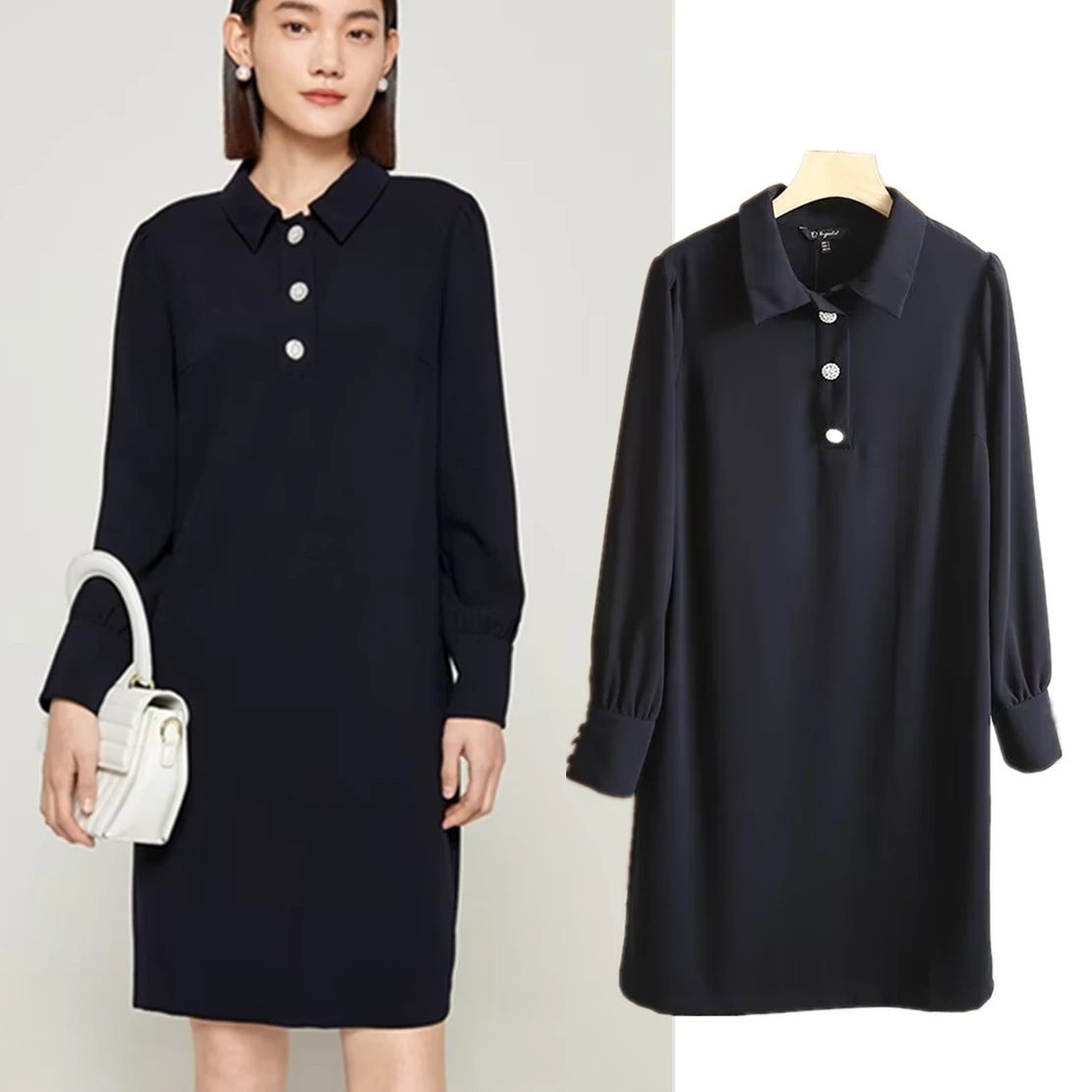 

Женское офисное платье в английском стиле, с отложным воротником