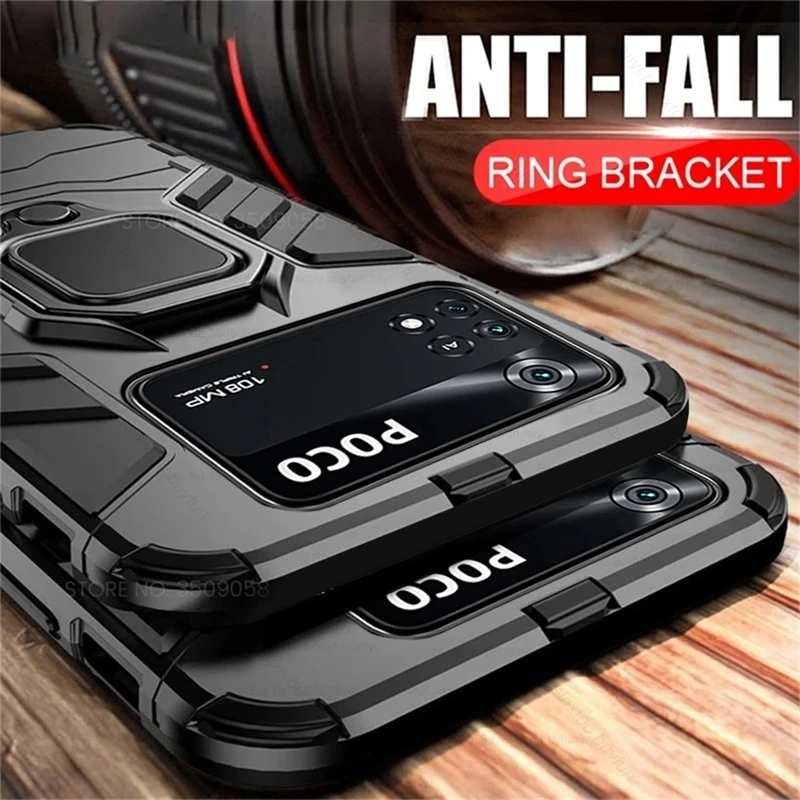 

Heavy Duty Shockproof Armor Coque For Poco X4 Pro X4Pro Case Poko Little X 4 PocoX4 Pro 5G NFC Magnet Holder Ring Protect Fundas