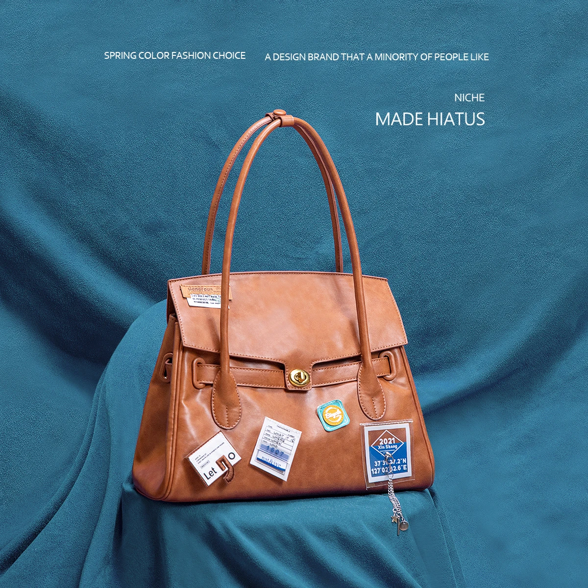 

Creative Label One-shoulder Armpit Bag Literary Vintage Brown Briefcase Women's Casual Minimalist Personality Commuter Tote bag