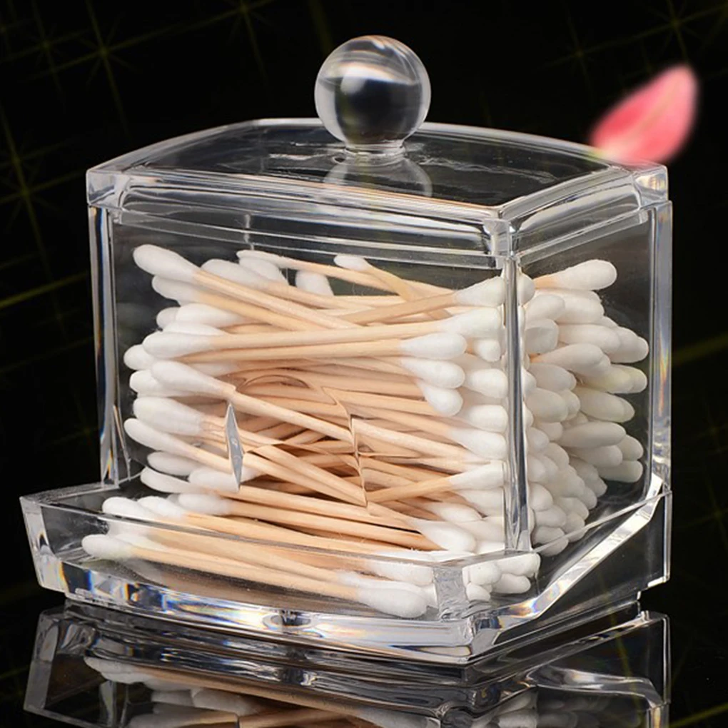 

Acrylic Cotton Swabs Storage Holder Box Portable Transparent Makeup Cotton Pad Cosmetic Container Jewelry Organizer Case