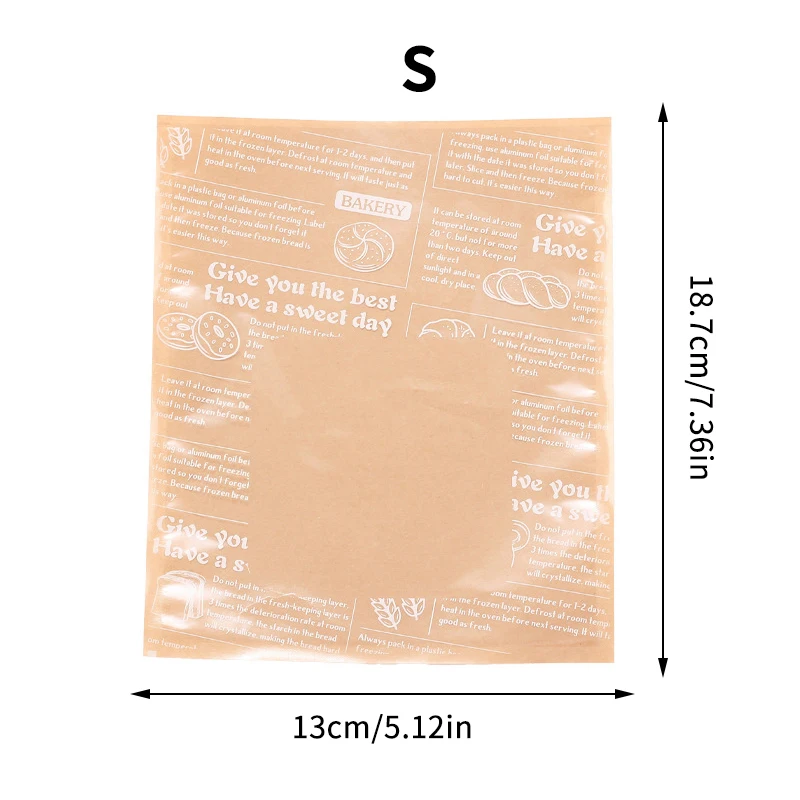50 шт. крафт-бумага с окном пакеты для упаковки хлеба маслостойкие завтрака