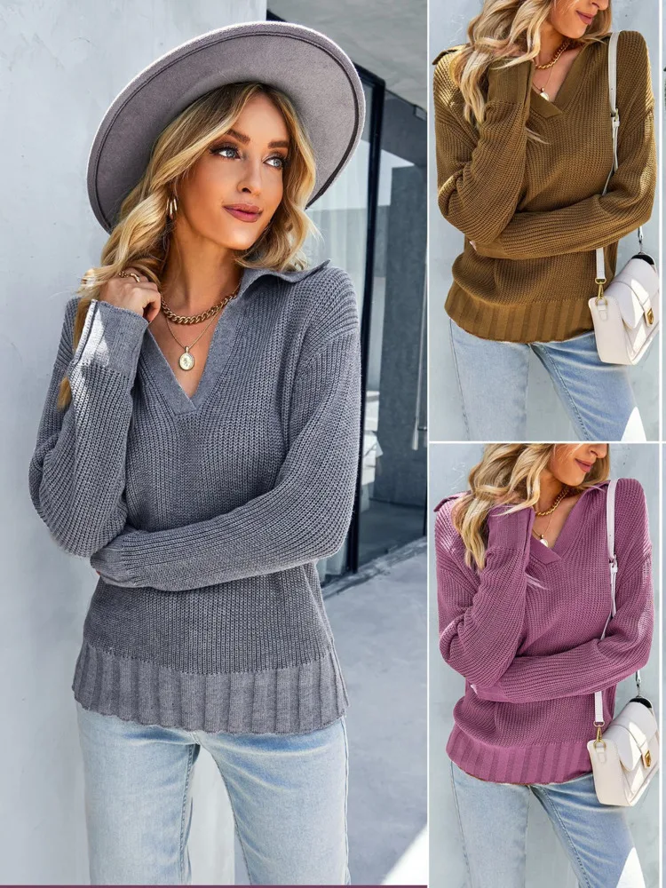 

Knitted Cardigan Coat Women's New Solid Color Long-sleeved Sweater Casual Pullover Simple Solid Soft Knitted Sweater Clothes
