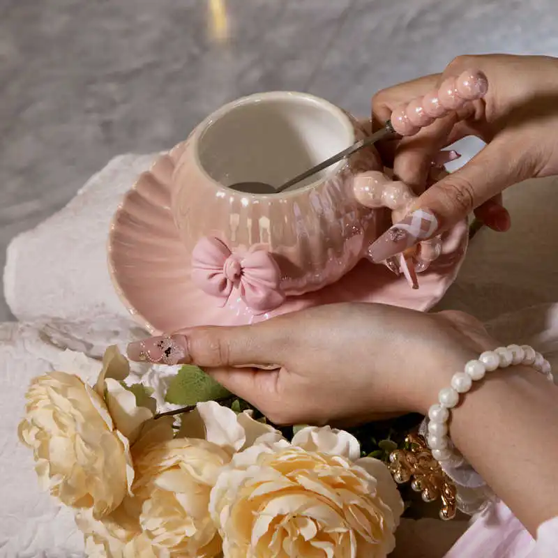 260 мл легкая роскошная кофейная чашка и блюдо с бантом декоративный керамический