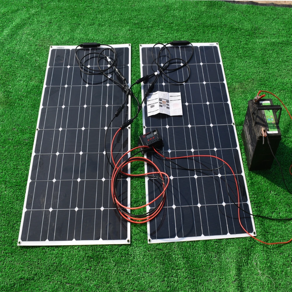 

Complete Solar Home System Kit 100W 200W 12V 18V Flexible Solar Panels 220V 1000W For Batteries Charger