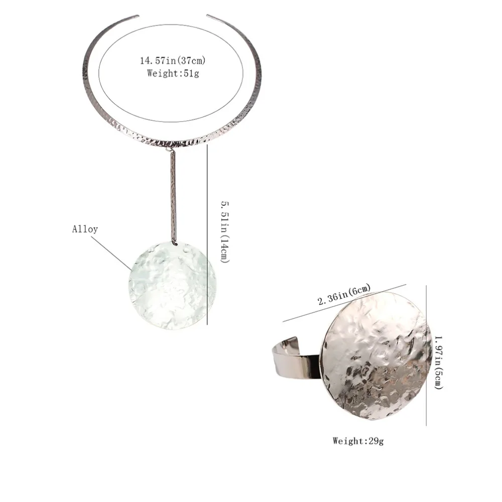 Женский комплект из колье и браслета металлическое в стиле панк массивное