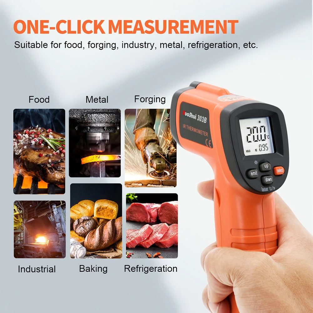 

Ruoshui Digital Infrared Thermometer Gun -20-550 Celsius Non-contact IR Laser Surface Temp Reader Industrial Temperature sensor