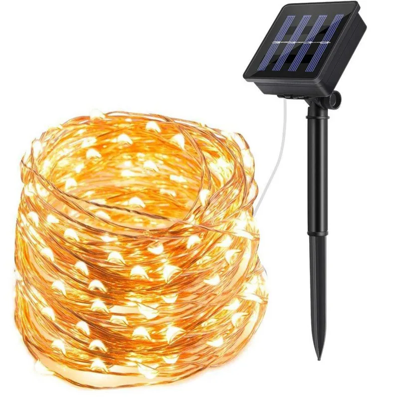 

Solar LED Light Outdoor Garden String Fairy Waterproof Decoration Lamp Holiday Christmas Party Warm White Patio Wedding New Year