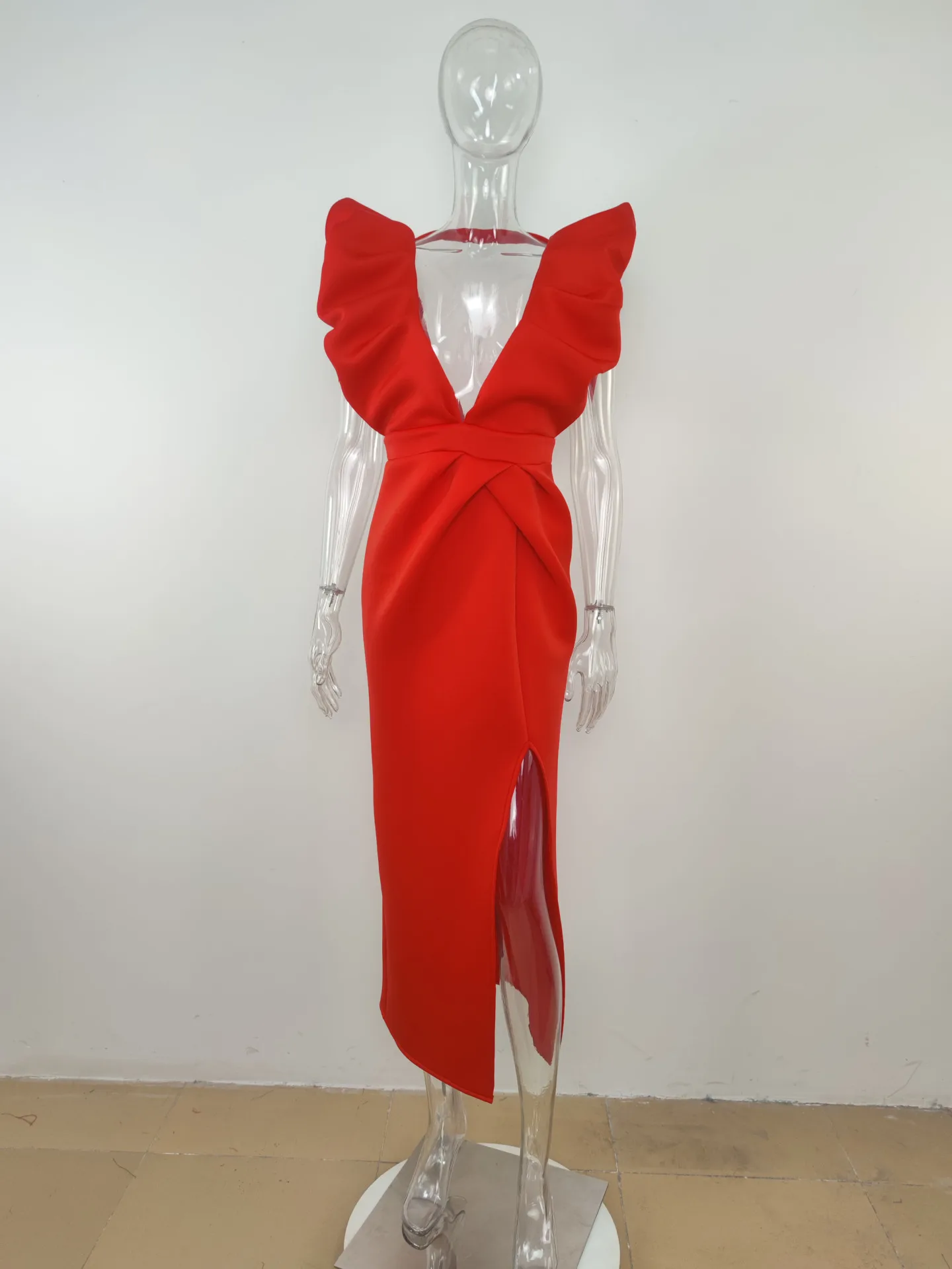 

Summer Sexy African Women V-neck Polyester Red Pink White Knee-length Dress Dashiki African Dresses for Women African Clothes