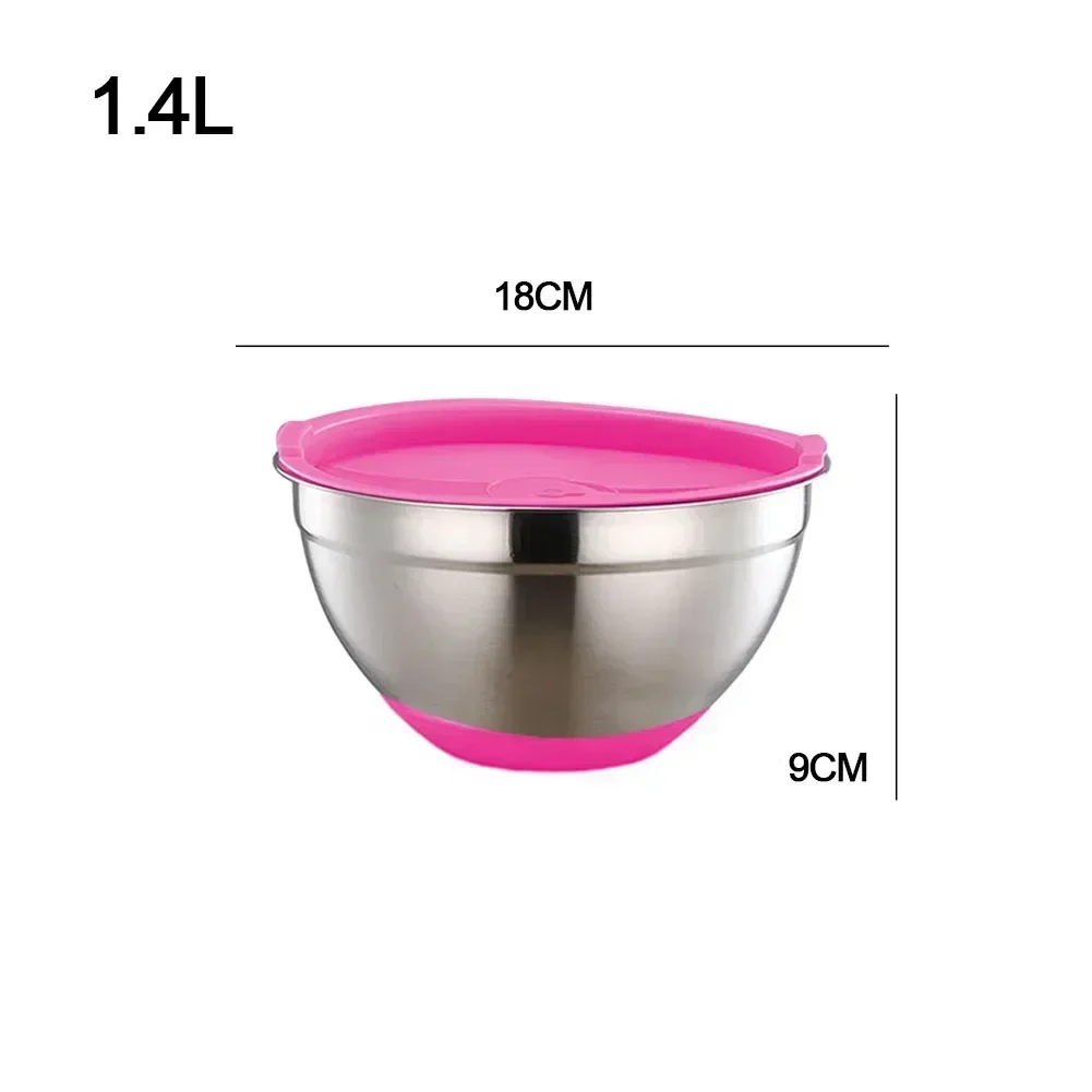 Салатница из нержавеющей стали с силиконовой крышкой 1 шт.