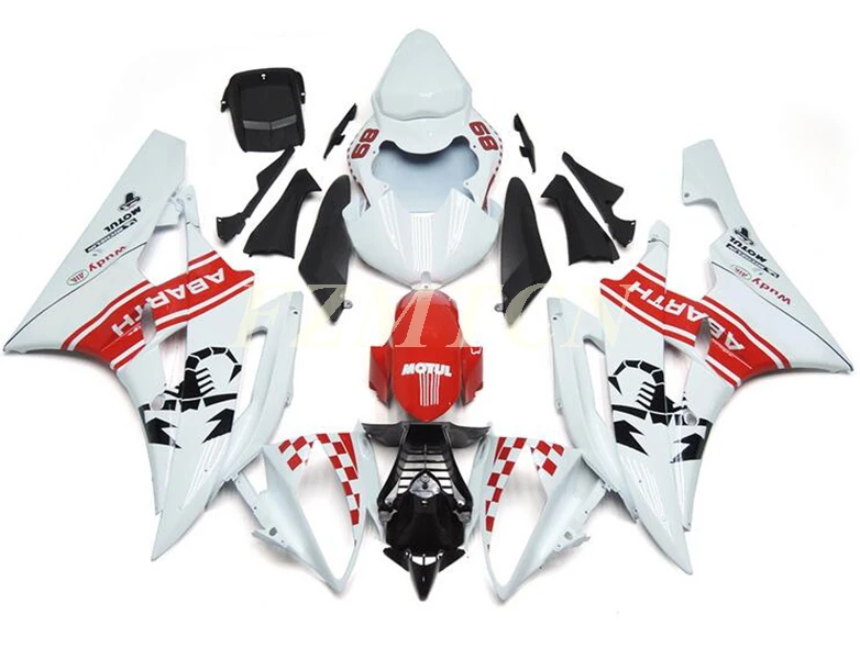 

Литьевая пресс-форма, новый комплект обтекателей из АБС-пластика, подходит для YAMAHA YZF-R6 R6 06 07 2006 2007, комплект кузова, белый, красный